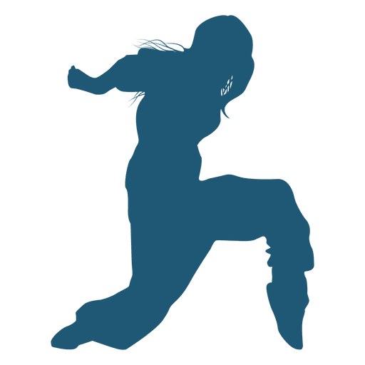 Hip hop dancer woman knee drop silhouette PNG Design