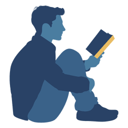 Mann der Buchbodenschattenbild liest PNG-Design