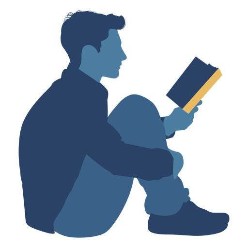 Homem lendo livro silhueta