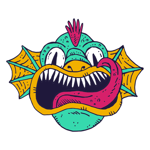 Monster face fish illustration PNG Design