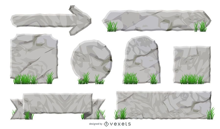 Rock textured labels and ribbons set Rock textured labels and ribbons set