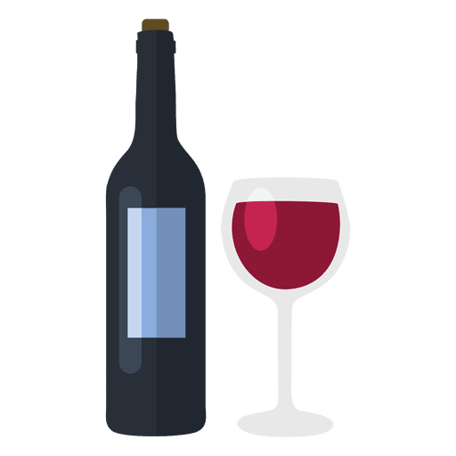 Botella de vino y copa Diseño PNG