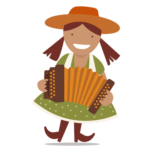 Woman accordionist illustration PNG Design