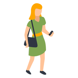 Vestido de mujer verde comprobación de teléfono ilustración Diseño PNG