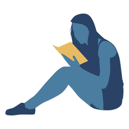 Woman reading book floor silhouette PNG Design