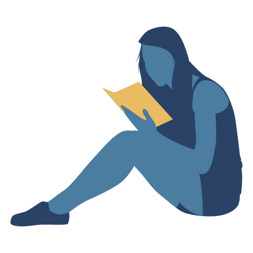 Mujer libro de lectura piso silueta