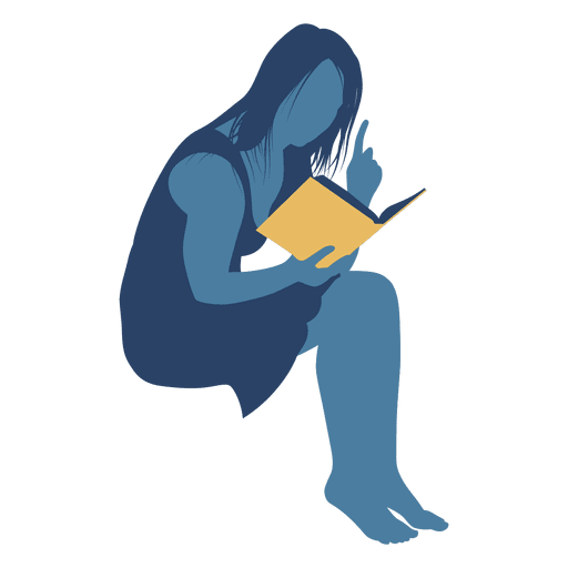 Woman reading book silhouette