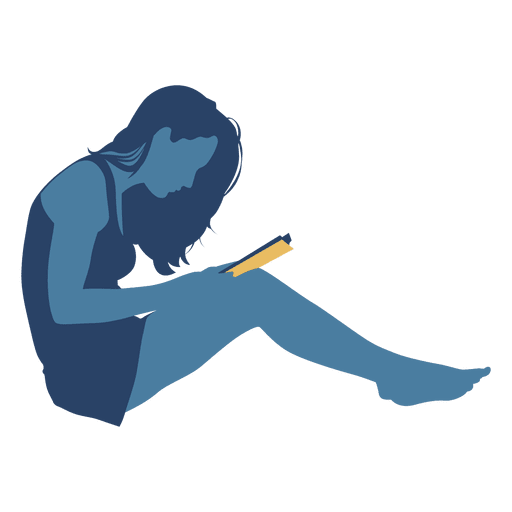 Woman reading book wall silhouette PNG Design