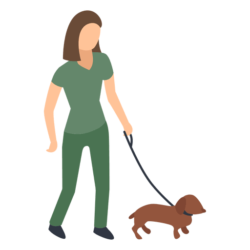 Woman walking dog illustration PNG Design