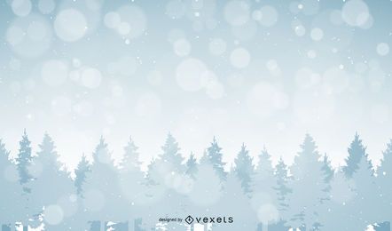 Ilustração de paisagem de floresta com neve