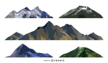 Conjunto de ilustración de montaña aislada