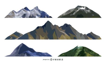 Conjunto de ilustración de montaña aislado Conjunto de ilustración de montaña aislado