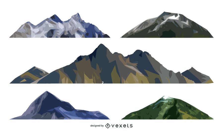 Isolated mountain illustration set Isolated mountain illustration set
