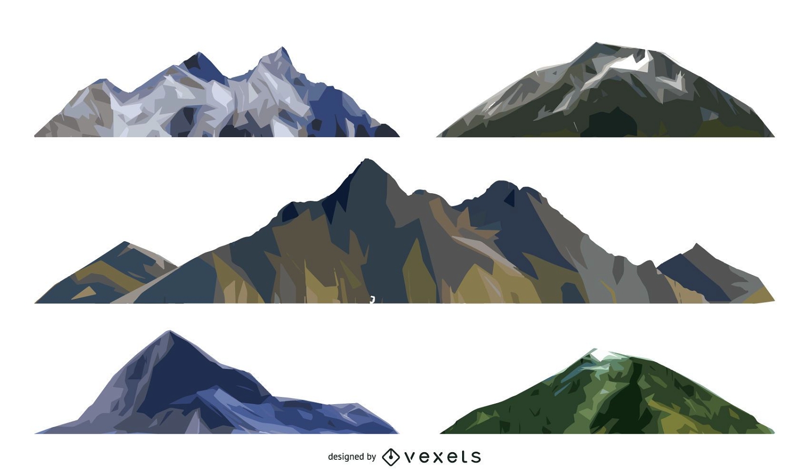 Conjunto de ilustração de montanha isolada