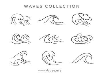 Conjunto de ondas ilustradas