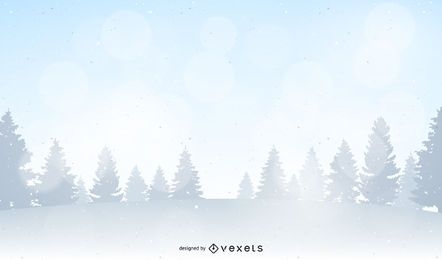 Ilustración de paisaje de bosque de invierno