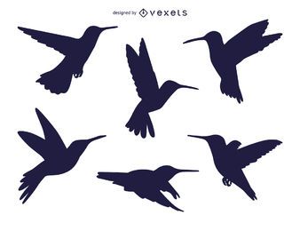 Satz Kolibri-Silhouetten