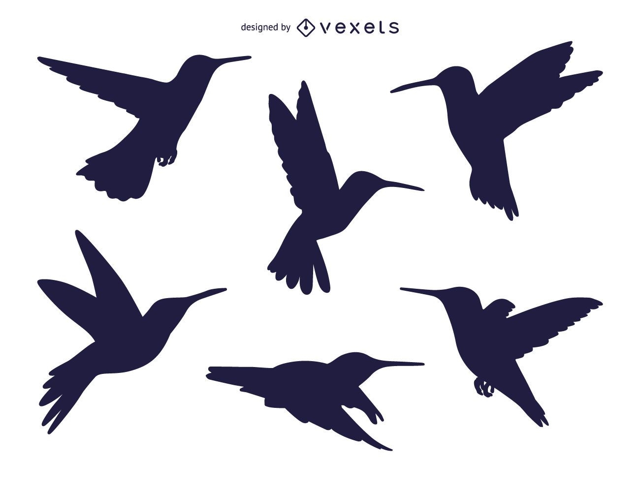 Set Of Hummingbird Silhouettes Vector Download