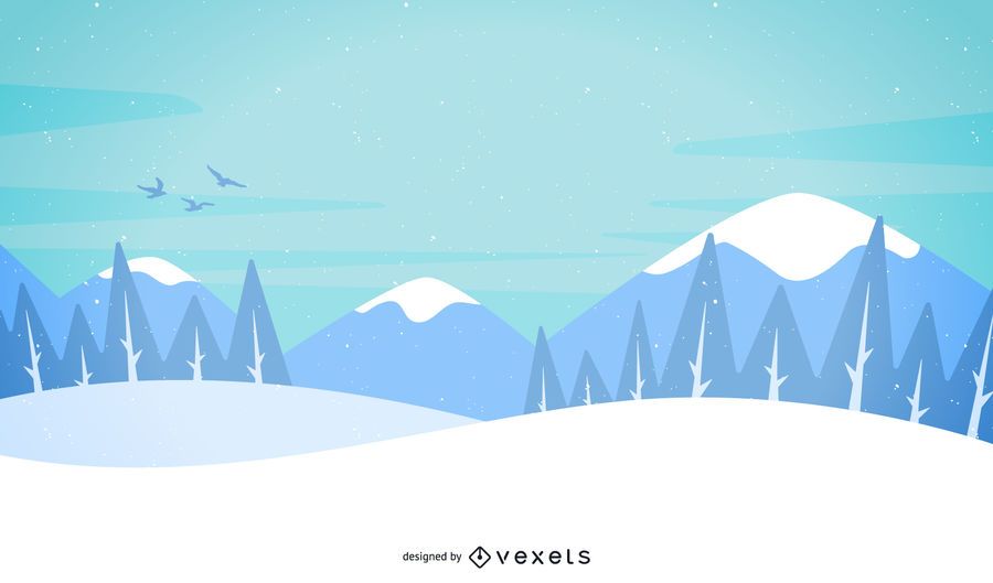Snow and mountains illustrated landscape Snow and mountains illustrated landscape