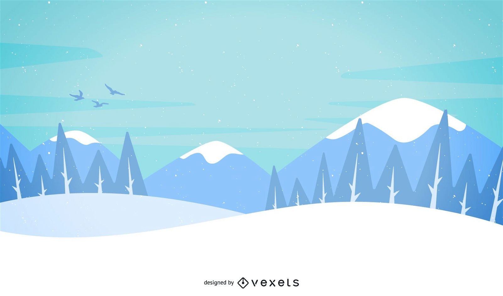 Neve e montanhas ilustradas paisagem