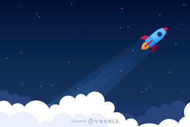 Lanzamiento de cohete al espacio ilustración