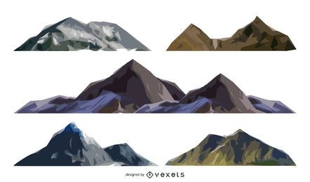 Conjunto de ilustrações isoladas de montanhas