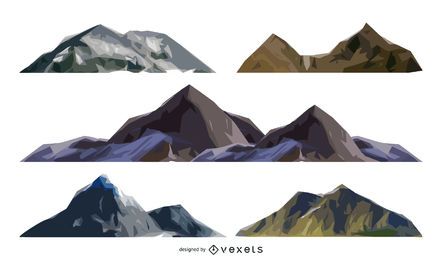 Set of isolated mountain illustrations Set of isolated mountain illustrations