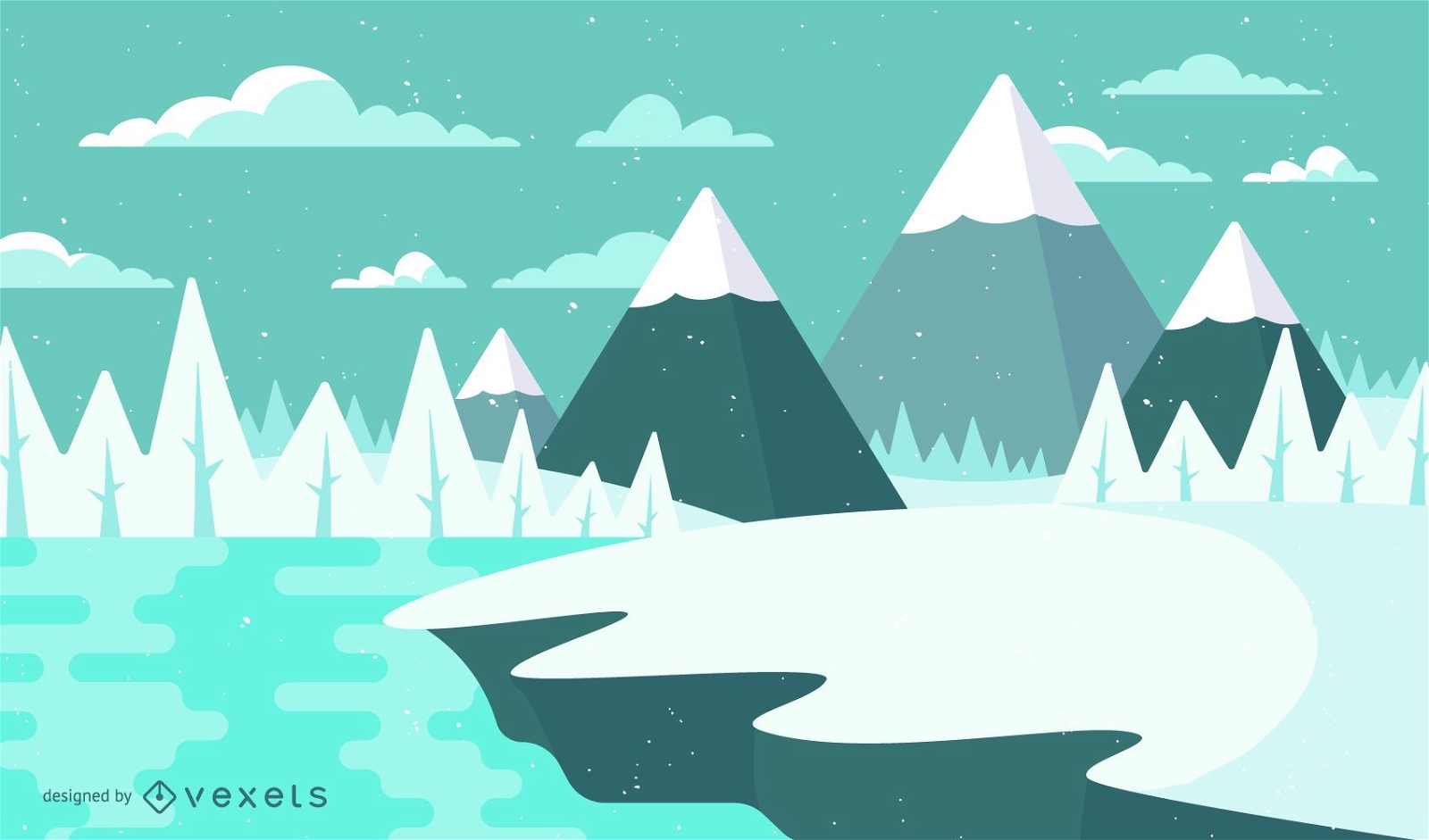 Ilustração de paisagem de neve de inverno