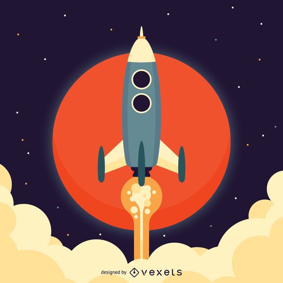 Flat rocket space illustration Flat rocket space illustration