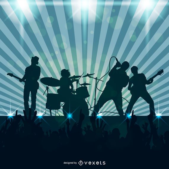 Rock band playing illustration Rock band playing illustration