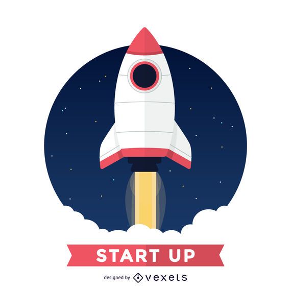 Flat rocket illustration badge Flat rocket illustration badge