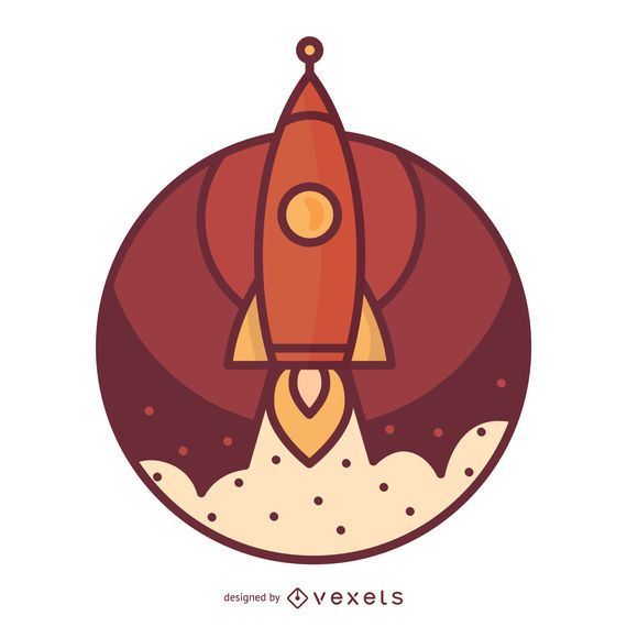 Flat stroke rocket launch illustration Flat stroke rocket launch illustration