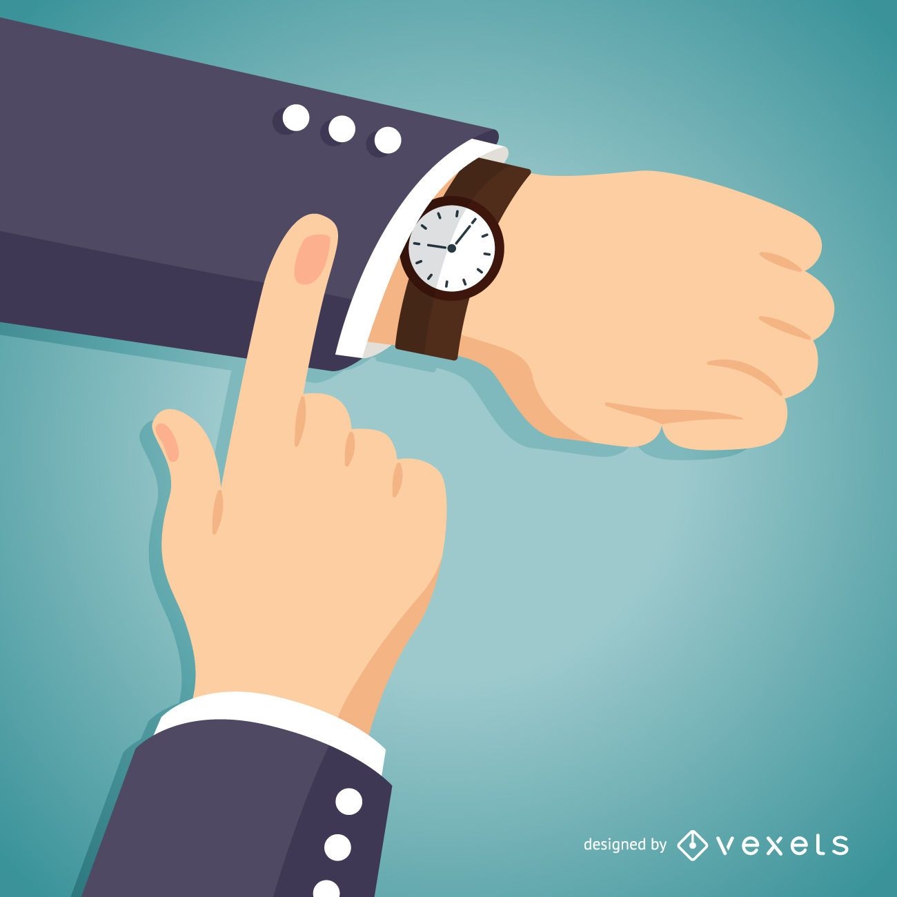 Businessman checking time on watch illustration