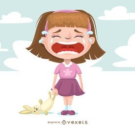 Ilustrada niña triste llorando