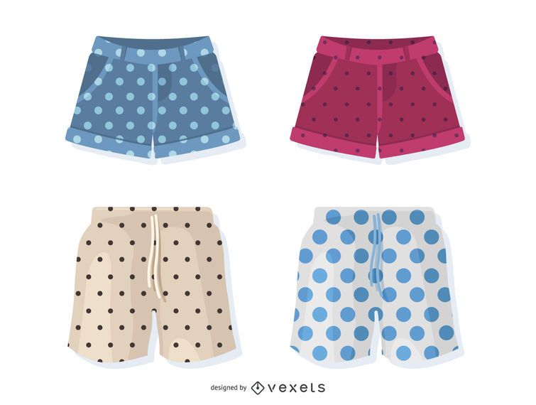 Set of illustrated polka dot shorts Set of illustrated polka dot shorts