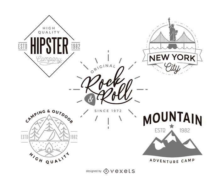 Coleção de design de modelo de logotipo hipster Coleção de design de modelo de logotipo hipster