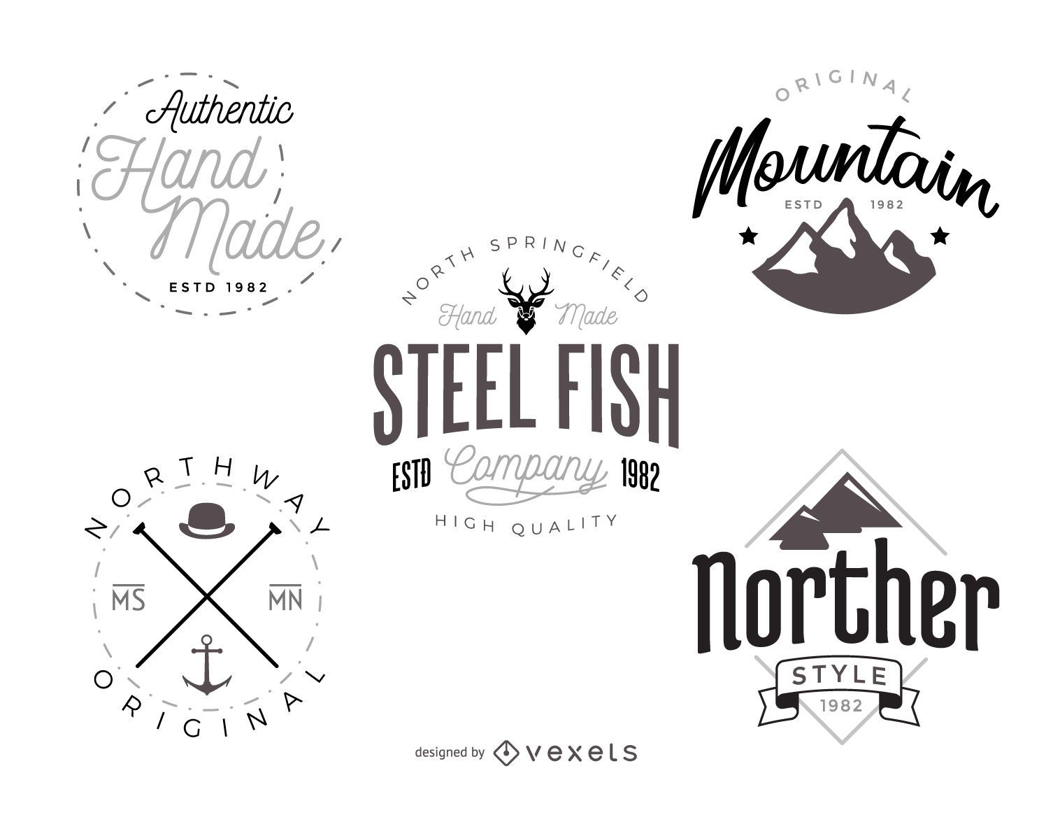 Hipster Logo Template Pack Vector Download