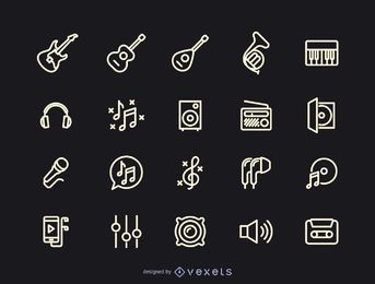 Colección de iconos de la música