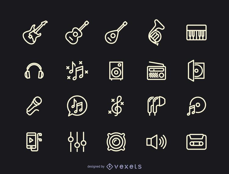 Collection of music icons Collection of music icons