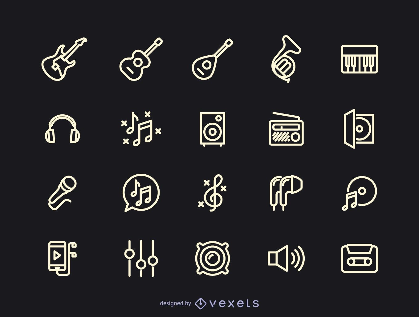 Collection of music icons