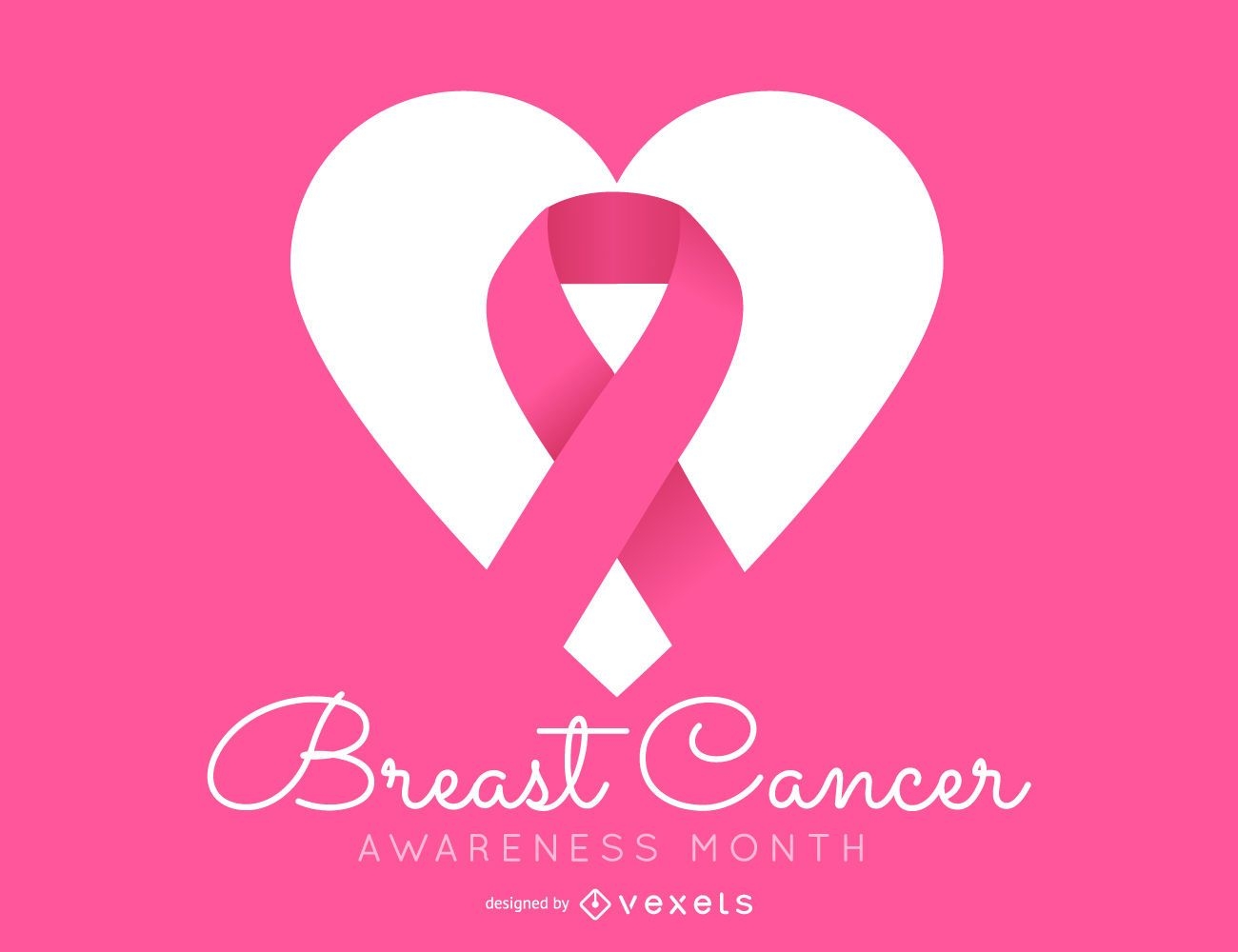 Diseño simple de concientización sobre el cáncer de mama rosa