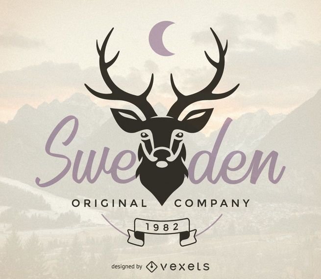 Hipster logo template with deer Hipster logo template with deer