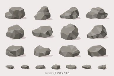 Colección de ilustraciones de rocas y piedras