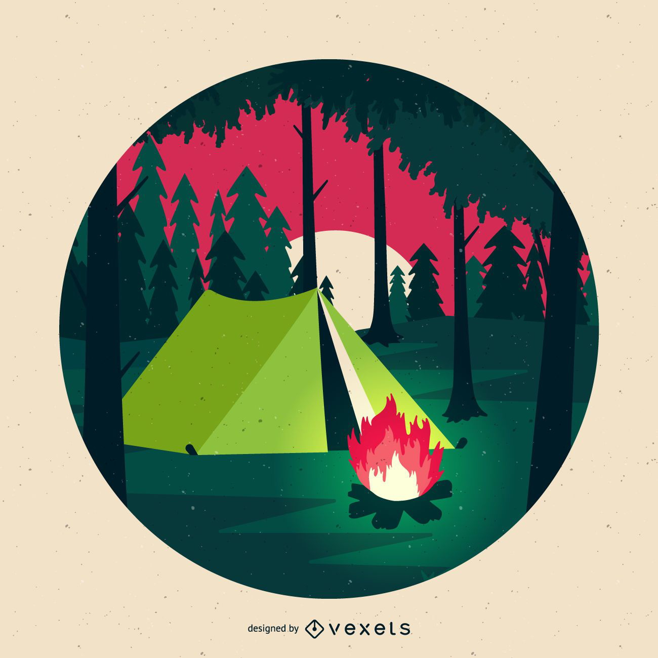 Flat camping illustration