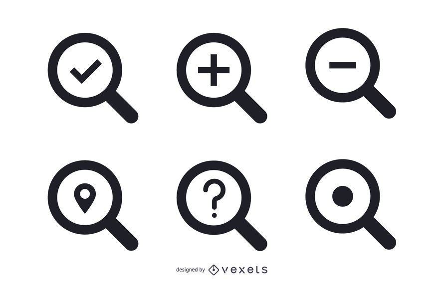 Isolated search icons set Isolated search icons set