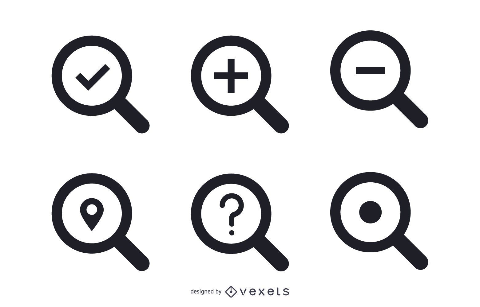 Isolated search icons set
