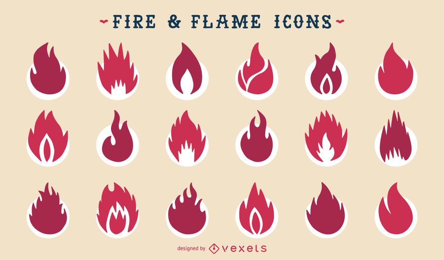 Fire and flame silhouette icon set Fire and flame silhouette icon set
