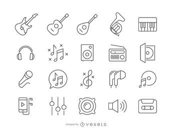 Colección de iconos de música de trazo