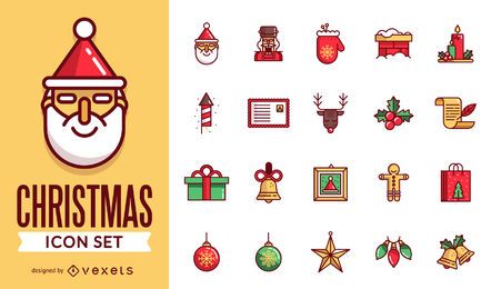 Flat stroke Christmas icon pack Flat stroke Christmas icon pack