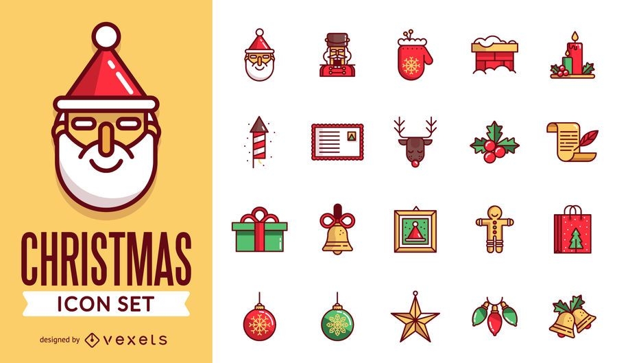 Download Flat stroke Christmas icon pack - Vector download